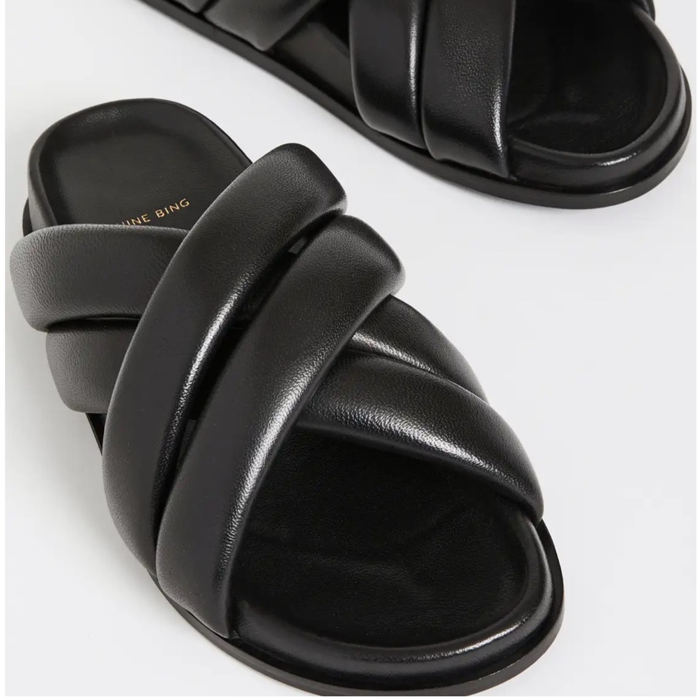 Anine Bing Lizzie Slides in Black, EU Size: 40